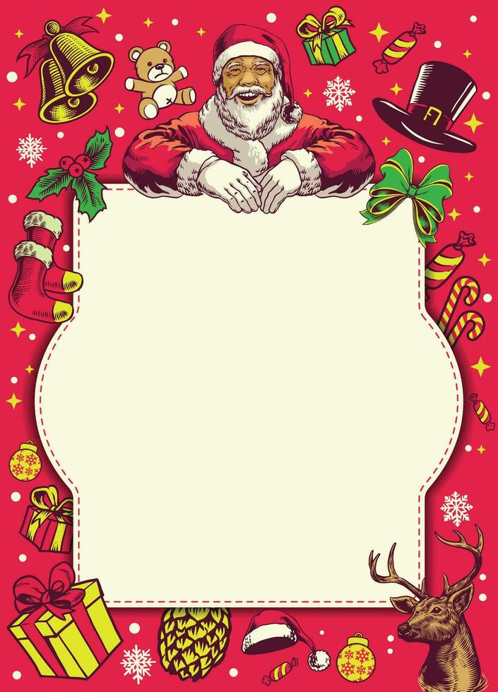 Christmas Frame Border with Santa and Other Object vector