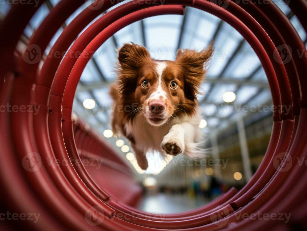 Spirited dog racing through an agility course AI Generative photo