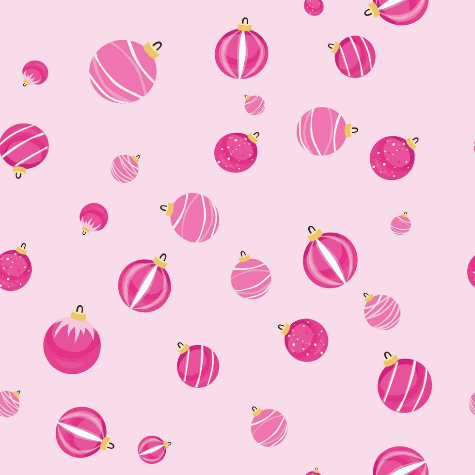 pattern pink new year, Christmas, Christmas tree toys, decorations for the Christmas tree, Christmas balls. can be used for posters, postcards, and other decorations vector