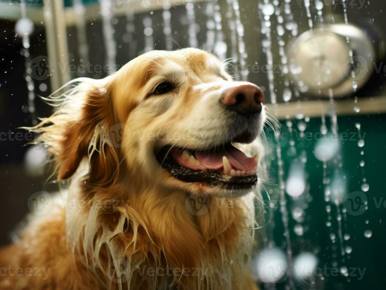 Serene dog enjoying a massage at a pet spa AI Generative photo