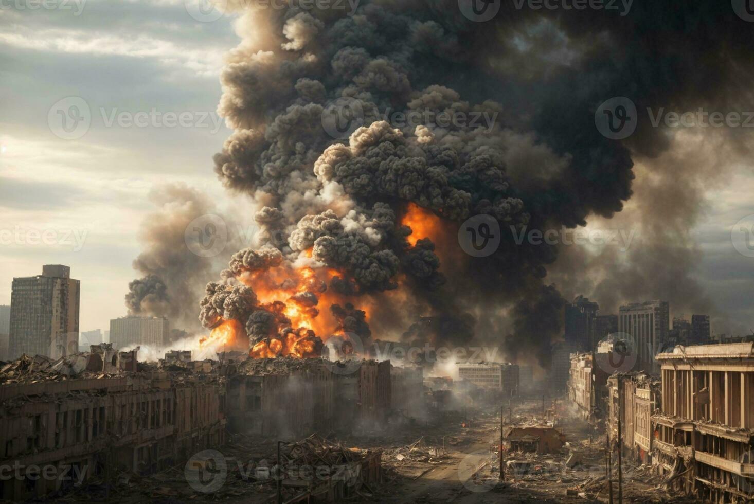 ardiente edificio en el ciudad. el concepto de desastres y natural desastres ai generativo foto