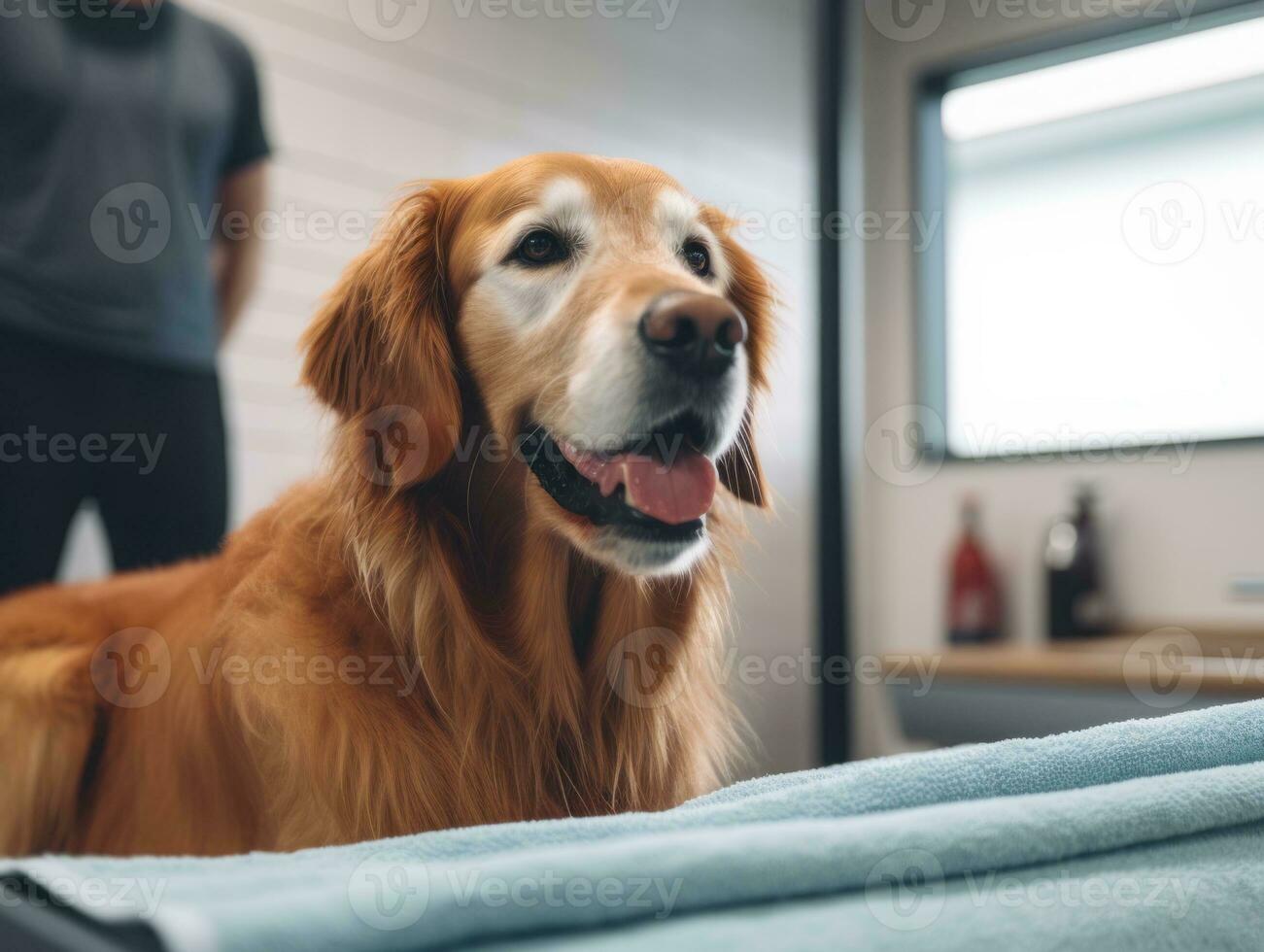 Serene dog enjoying a massage at a pet spa AI Generative photo