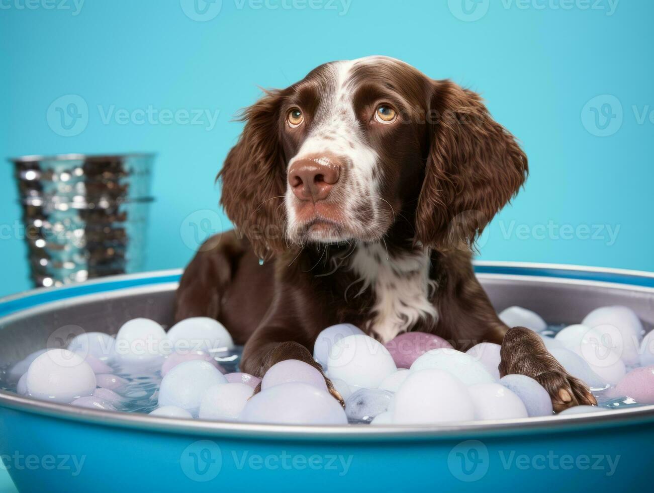 Serene dog enjoying a massage at a pet spa AI Generative photo