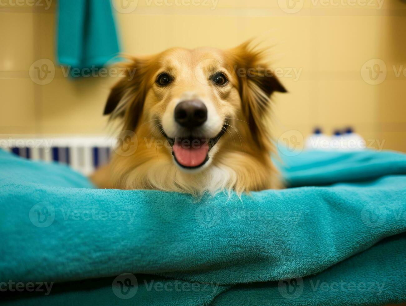 Serene dog enjoying a massage at a pet spa AI Generative photo