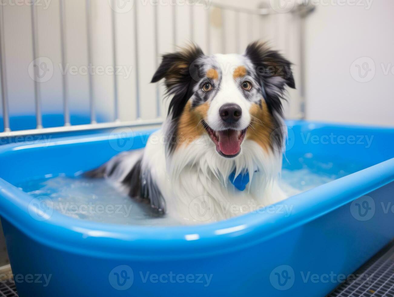 Serene dog enjoying a massage at a pet spa AI Generative photo