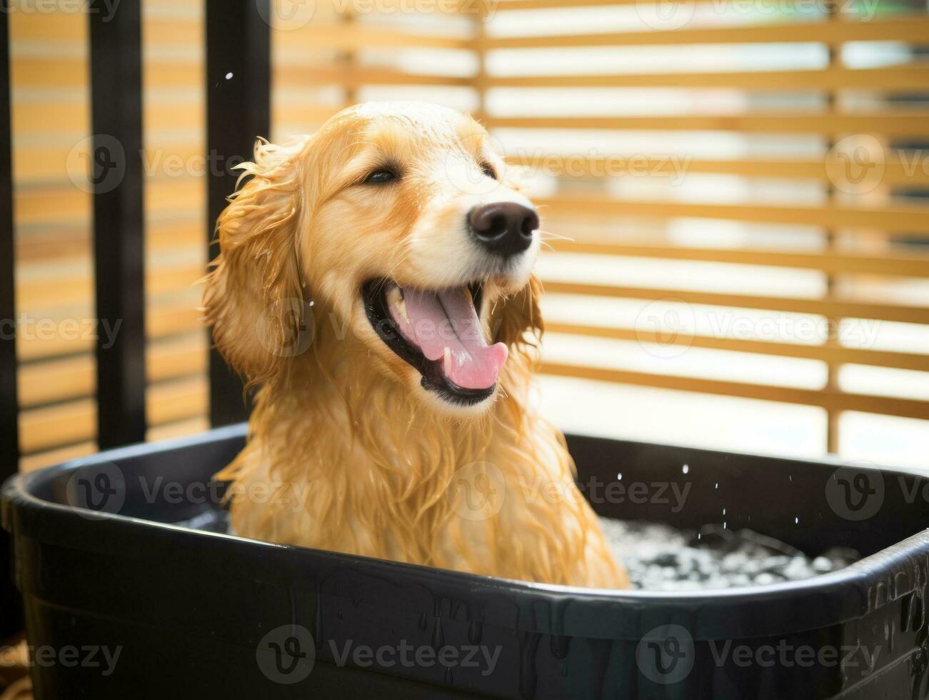 Serene dog enjoying a massage at a pet spa AI Generative photo