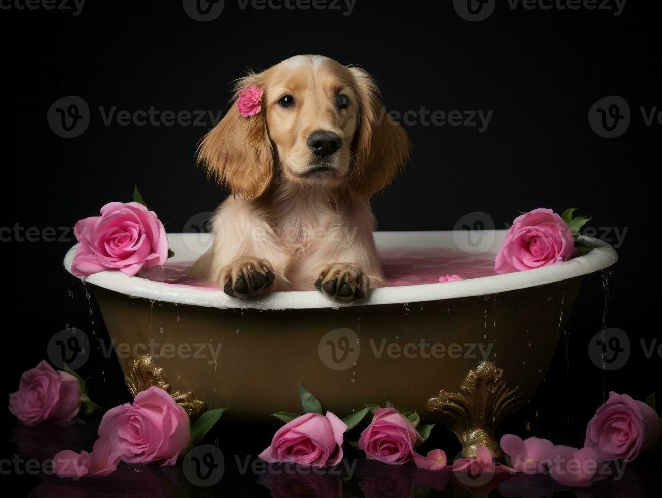 Serene dog enjoying a massage at a pet spa AI Generative photo