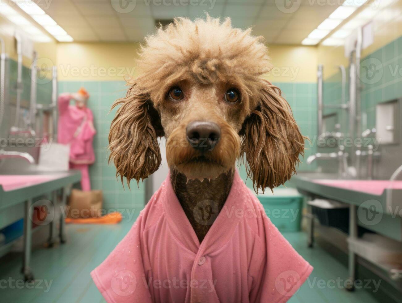 Serene dog enjoying a massage at a pet spa AI Generative photo