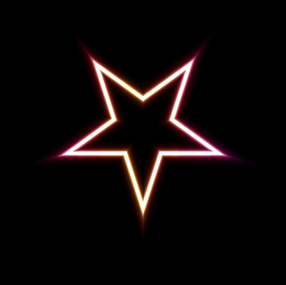 Neon light effect star geometric shape vector illustration.