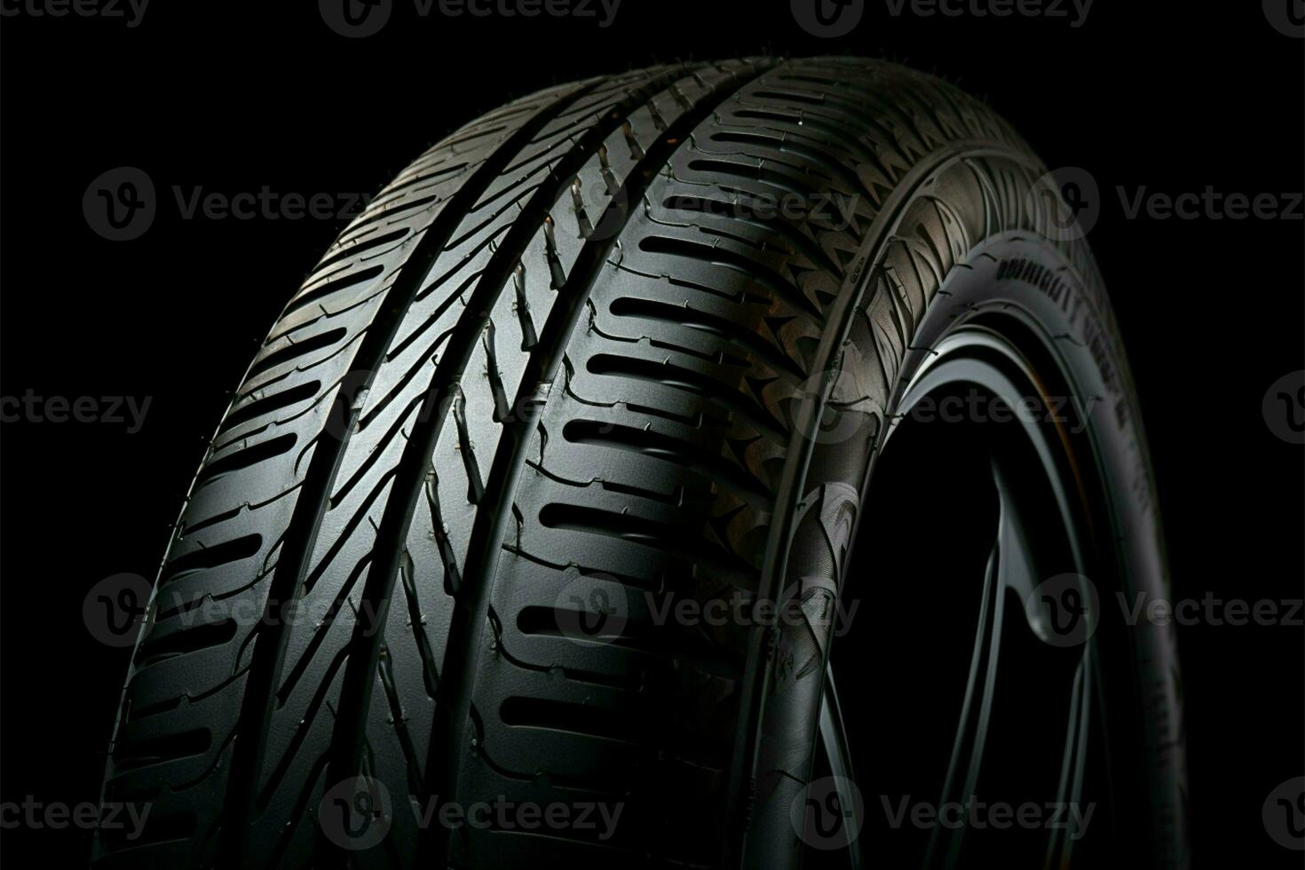 Texture and pattern of a car tire, up close and personal AI Generated photo