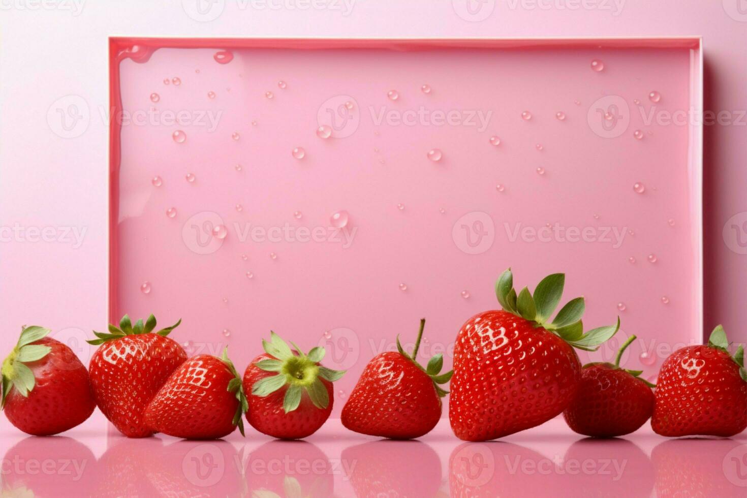 Soft pink canvas, strawberry frame, and a dash of vibrant red AI Generated photo