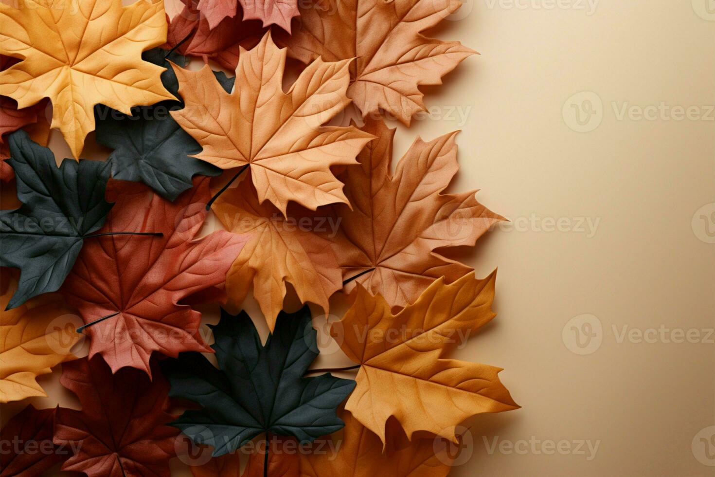 Autumn leaves pattern featuring maple, oak, birch, aspen, and sweetgum AI Generated photo