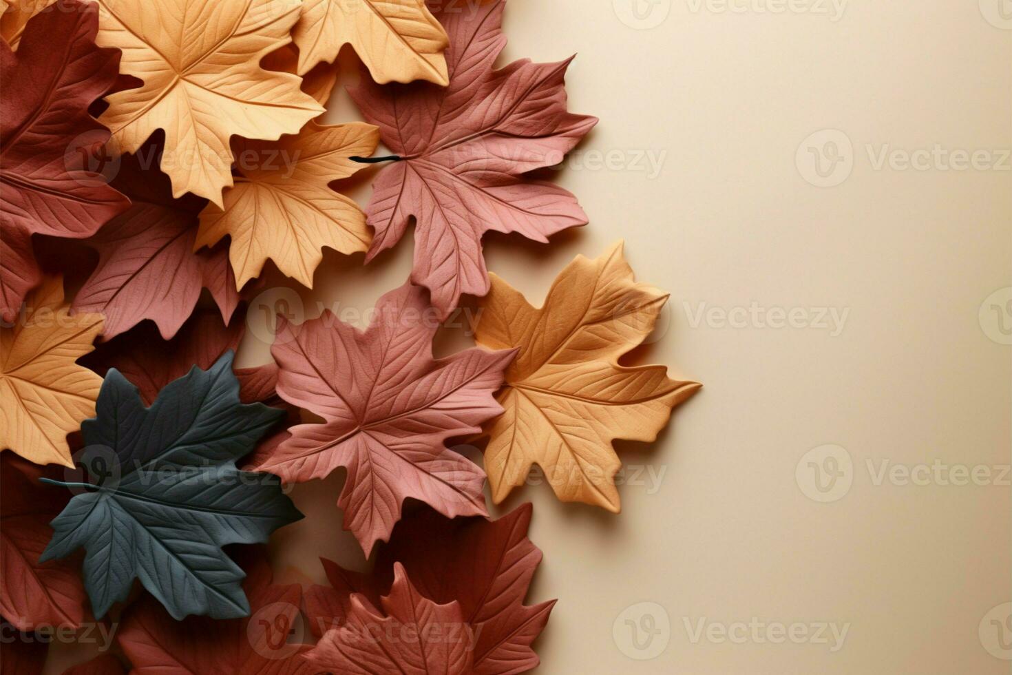 Autumn leaves pattern featuring maple, oak, birch, aspen, and sweetgum AI Generated photo