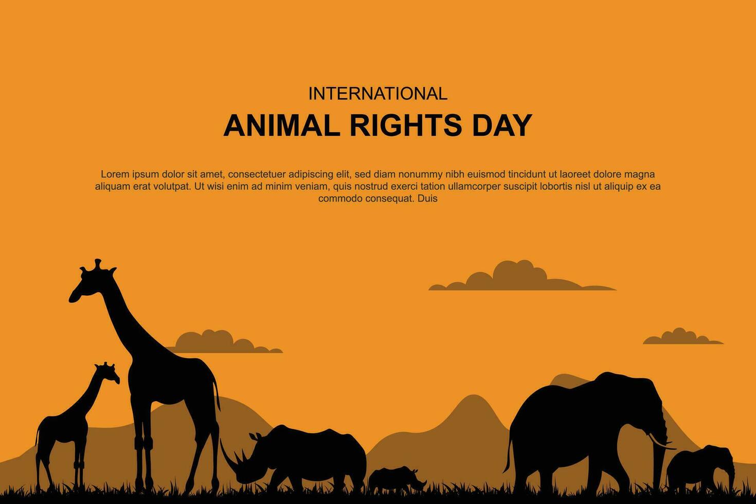 International Animal Rights Day background. vector