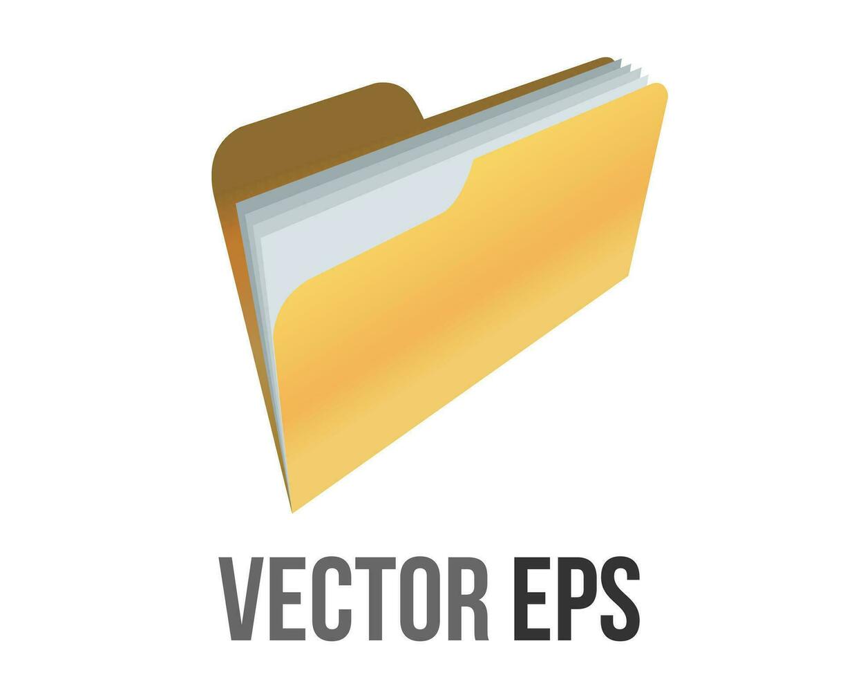 Vector classic gradient yellow computer file folder icon with document