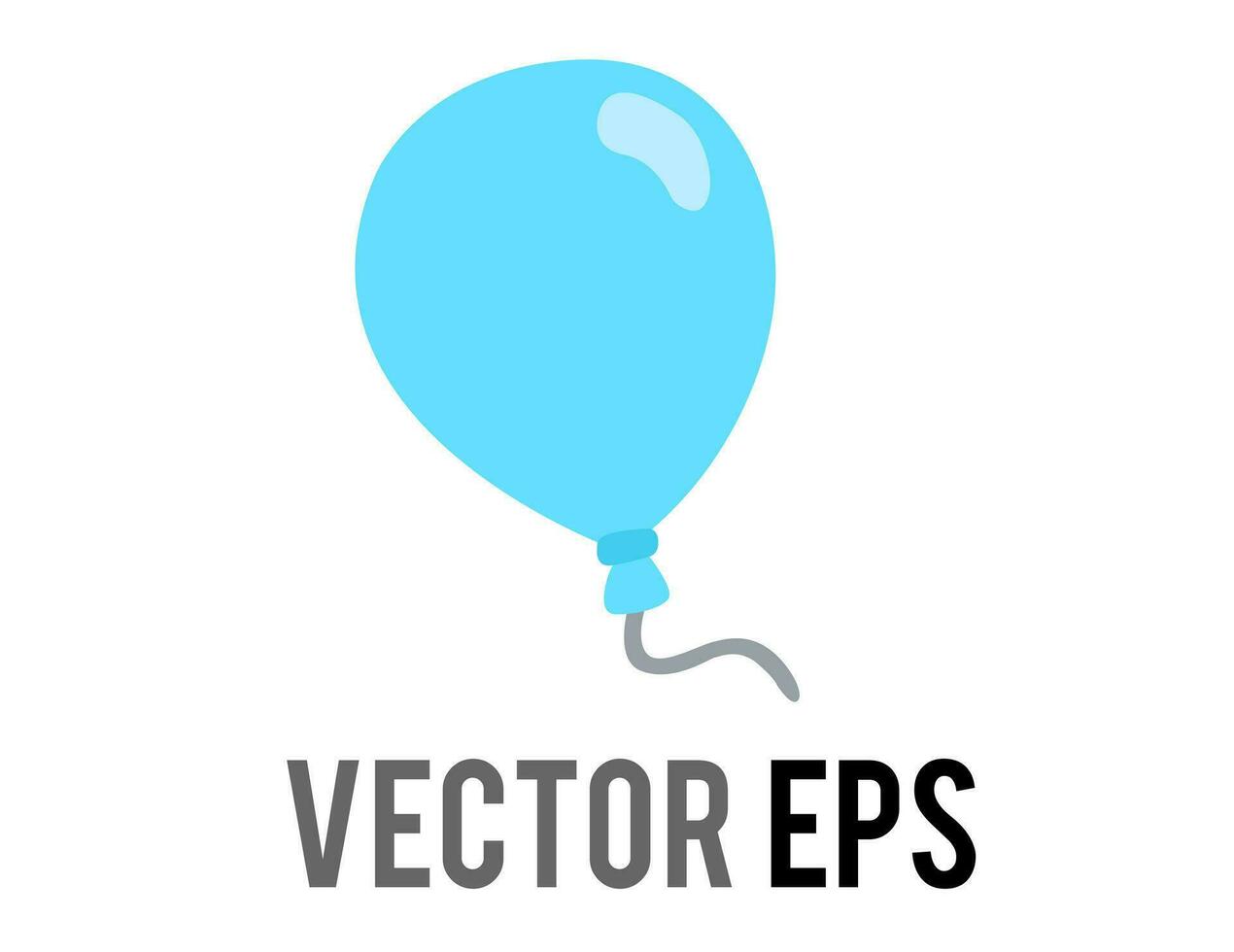 Vector blue air balloon on string icon, congratulations, celebration, happy birthday, Halloween party