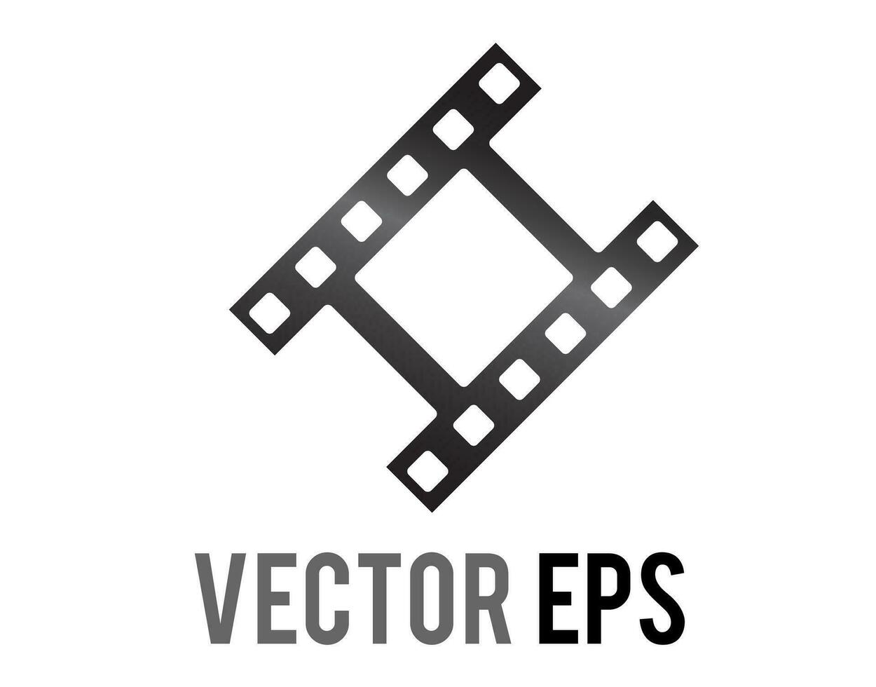 vector strip of black film frame icon, as used in a movie camera, video, footage or photography