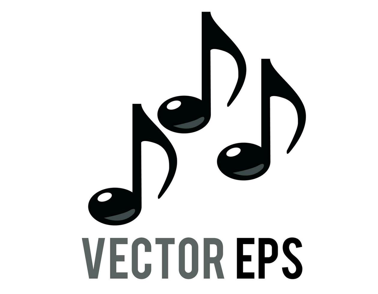 Vector black three eighth notes music note icon, represent music or singing