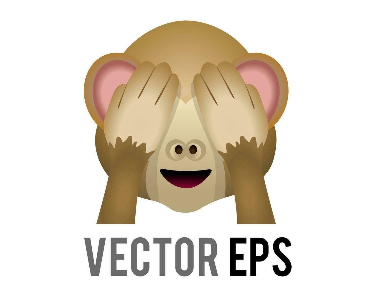 vector marrón ver No mal mono cara con manos cubierta ojos mizaru icono