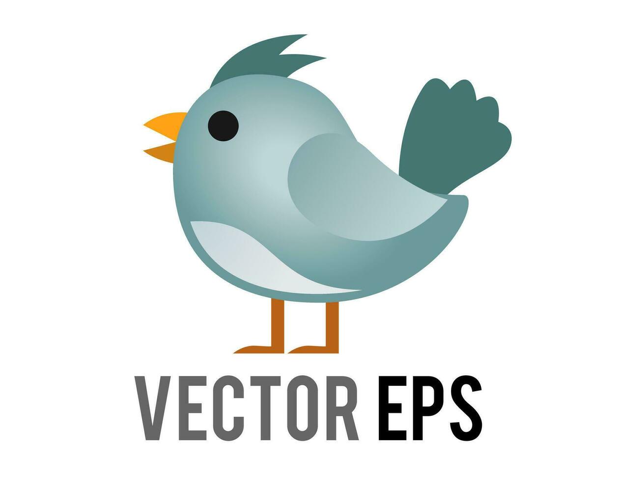 Vector blue generic bird, bluebird or cardinal icon with eye and grey month in side view