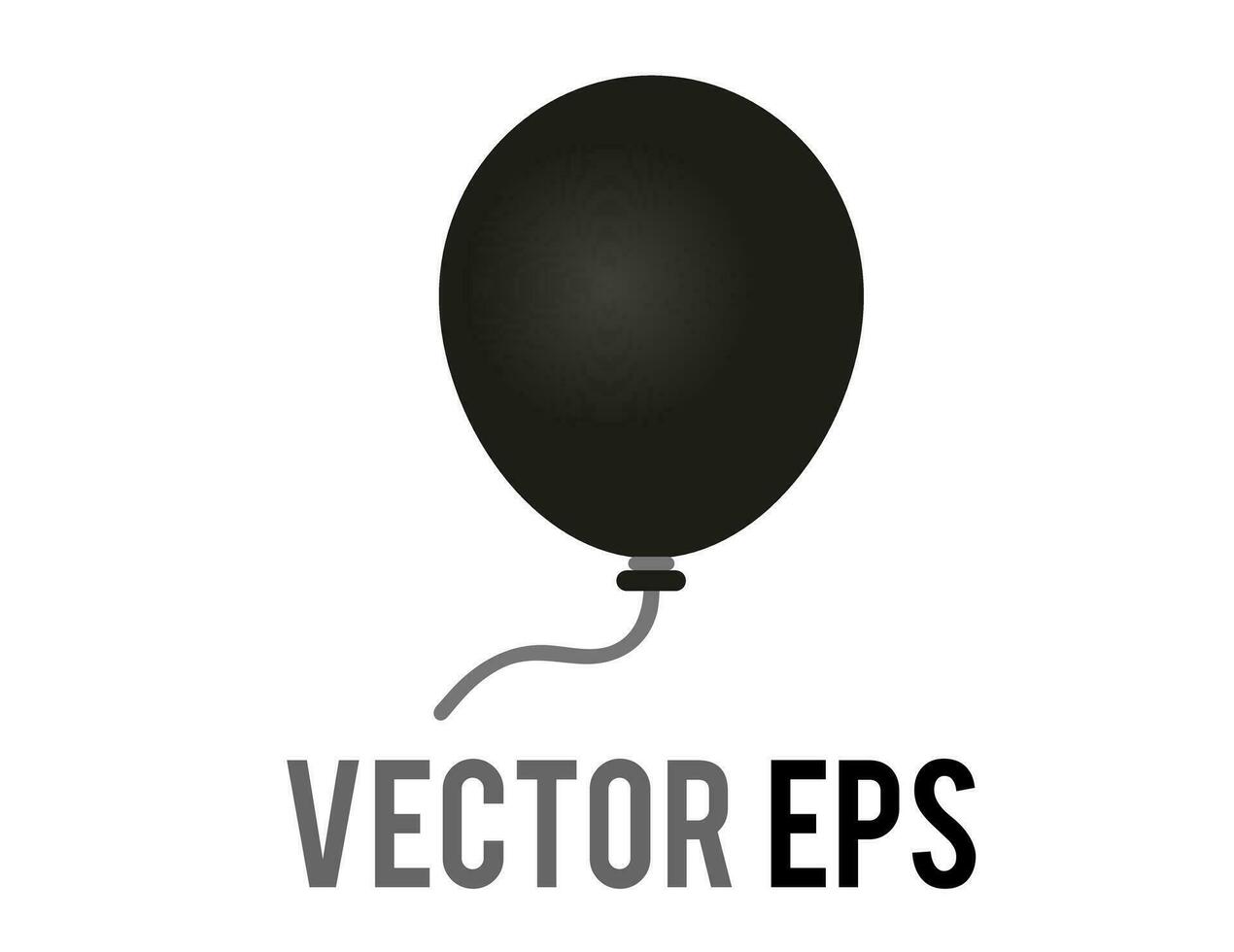Vector gradient black air balloon on string icon, congratulations, celebrate happy halloween, birthday