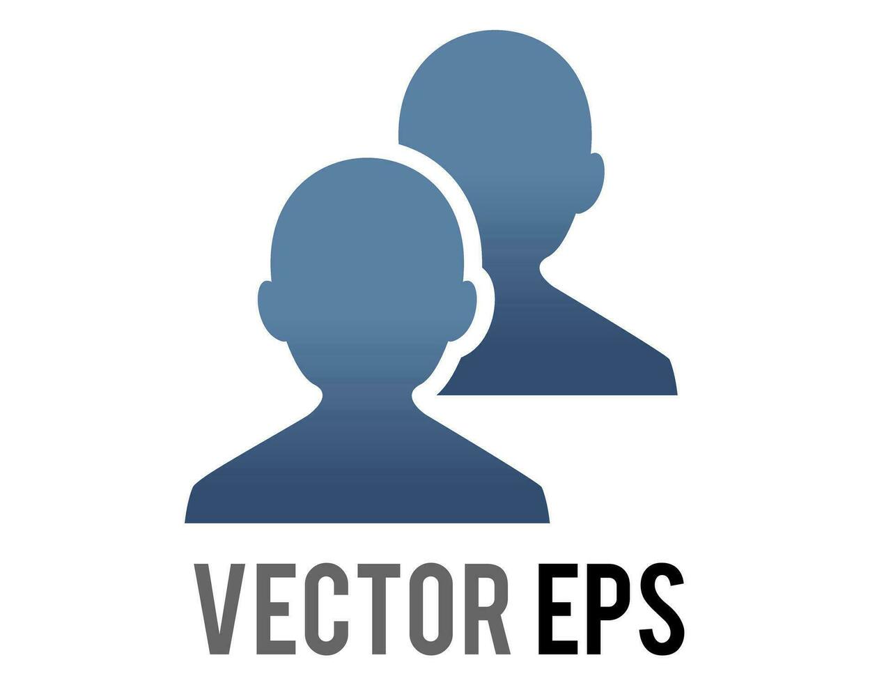 Vector dark blue silhouette heads of two people icon, represent users