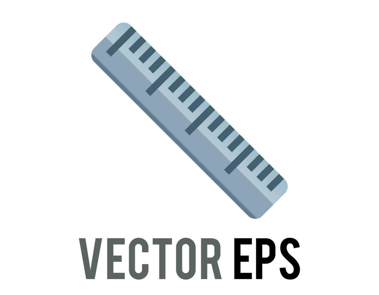 vector silver metal straight ruler icon, as used to draw lines and measure distance