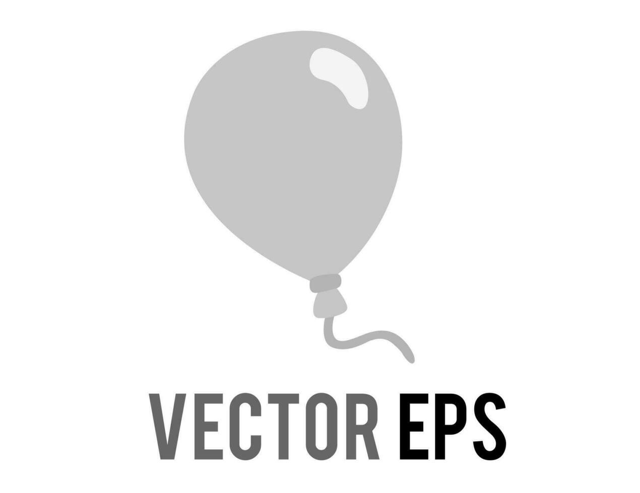 Vector gray air balloon on string icon, congratulations, celebration, happy birthday, Halloween party