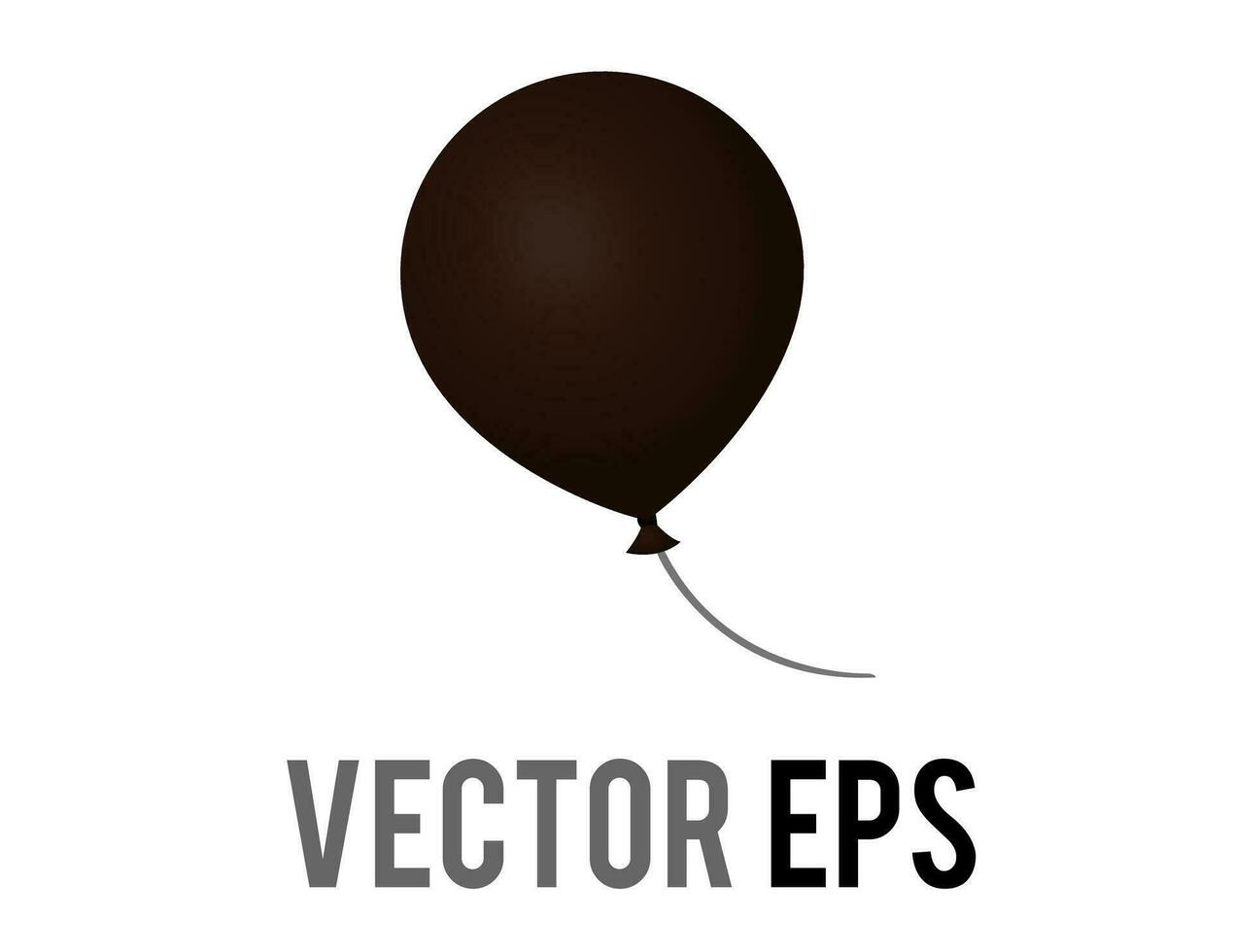 Vector gradient black air balloon on string icon, congratulations, celebrate happy halloween, birthday