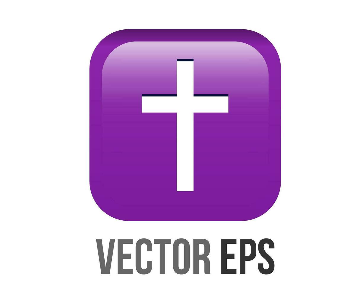 Vector gradient purple latin, Christian cross icon round corner button