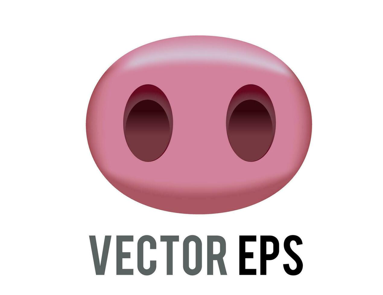 Vector gradient pink snout, nose of cute pig icon with two black nostrils