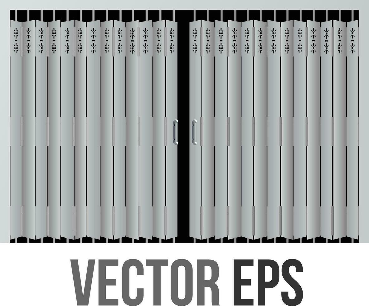 Vector traditional Hong Kong retro style silver shop front matel gate rolling door design
