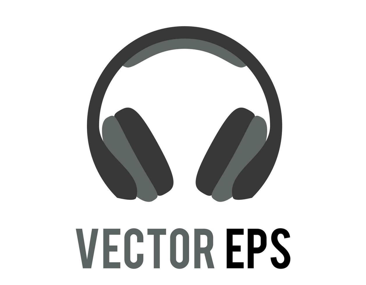 vector black headphones icon, used to listen music or other audio