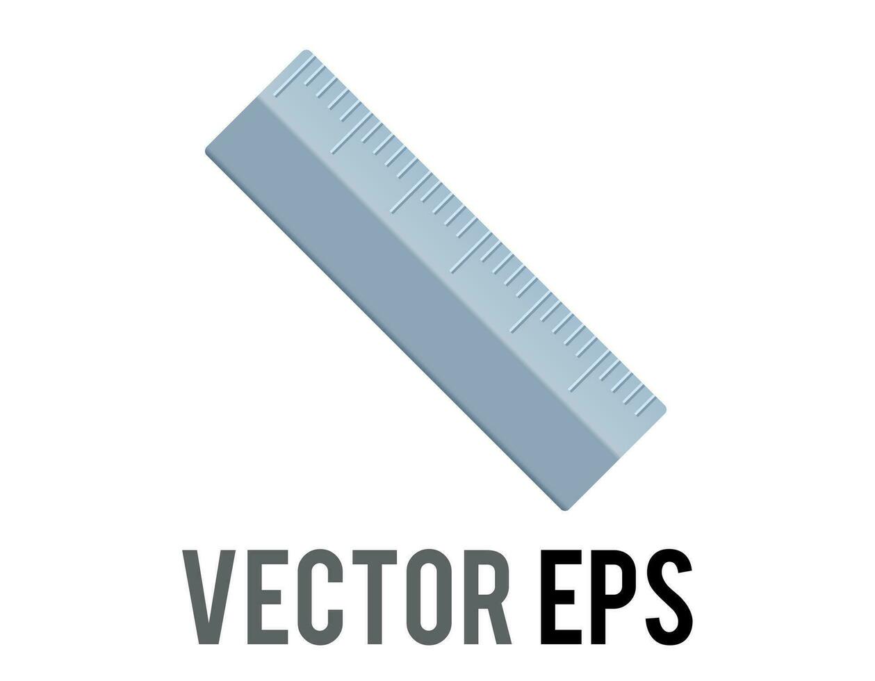 vector silver metal straight ruler icon, as used to draw lines and measure distance