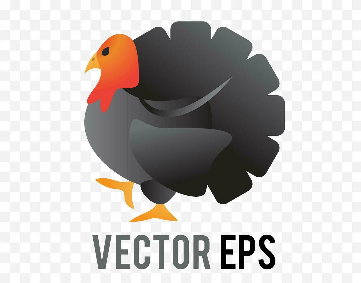 Vector isolated gradient black turkey Thanksgiving, Christmas icon button