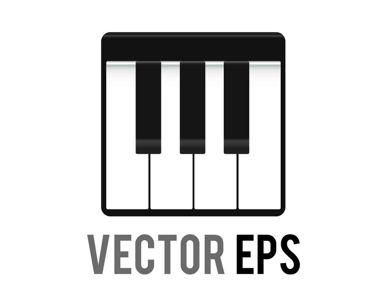 Vector small section of classic music keyboard icon, showing white, black keys
