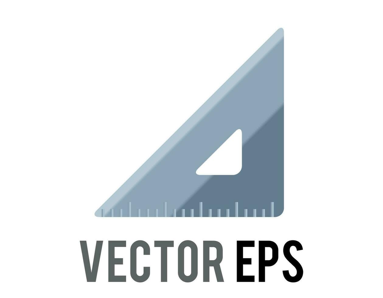 vector silver metal triangular ruler icon, as used to draw lines and measure distance