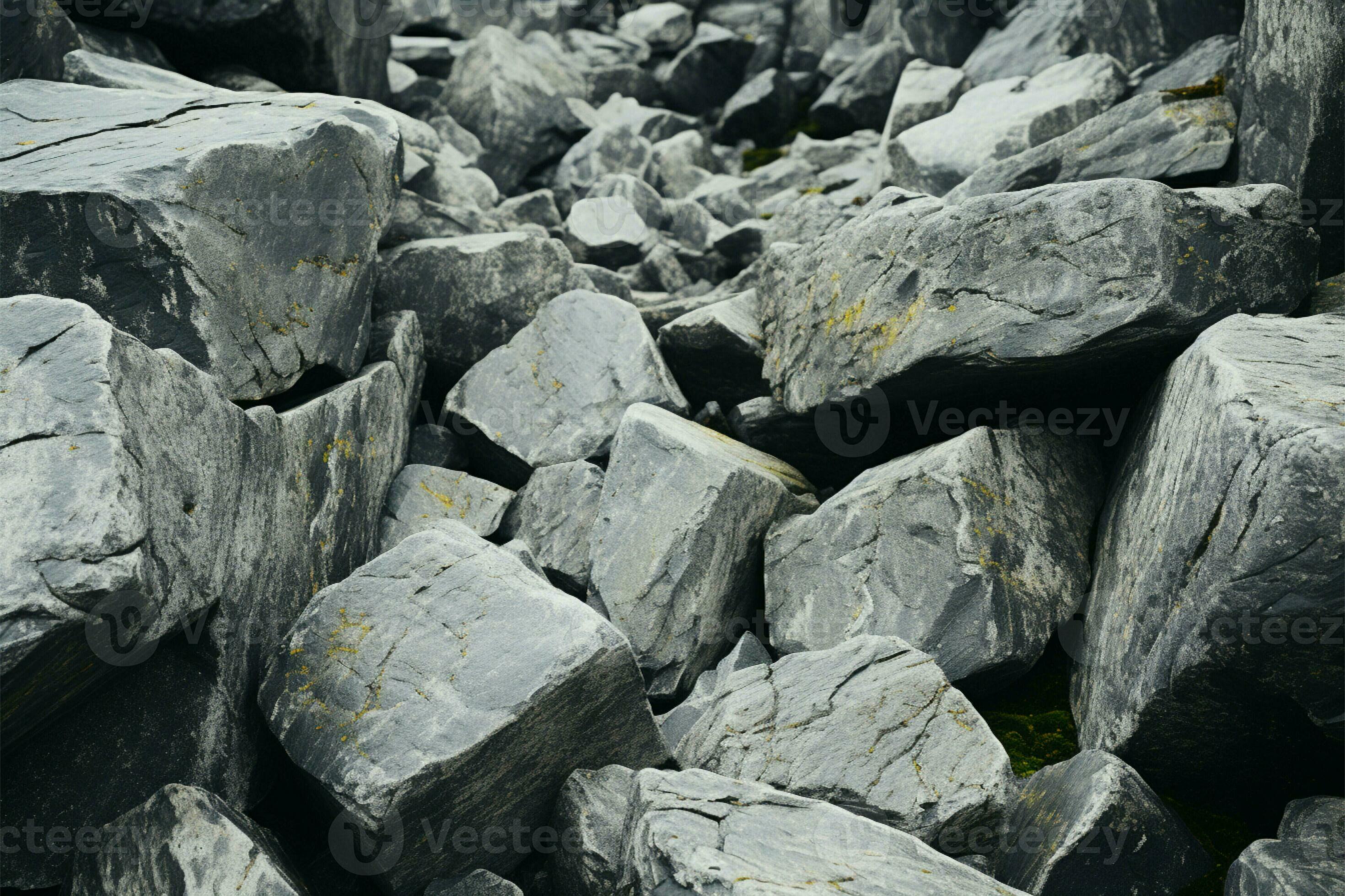 Grey rocks stand stoic in their natural outdoor surroundings AI