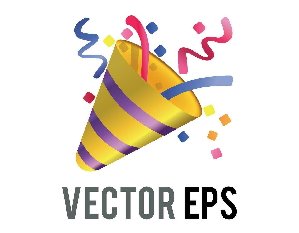 Vector party popper icon with colorful confetti, streamers for celebrations and occasions