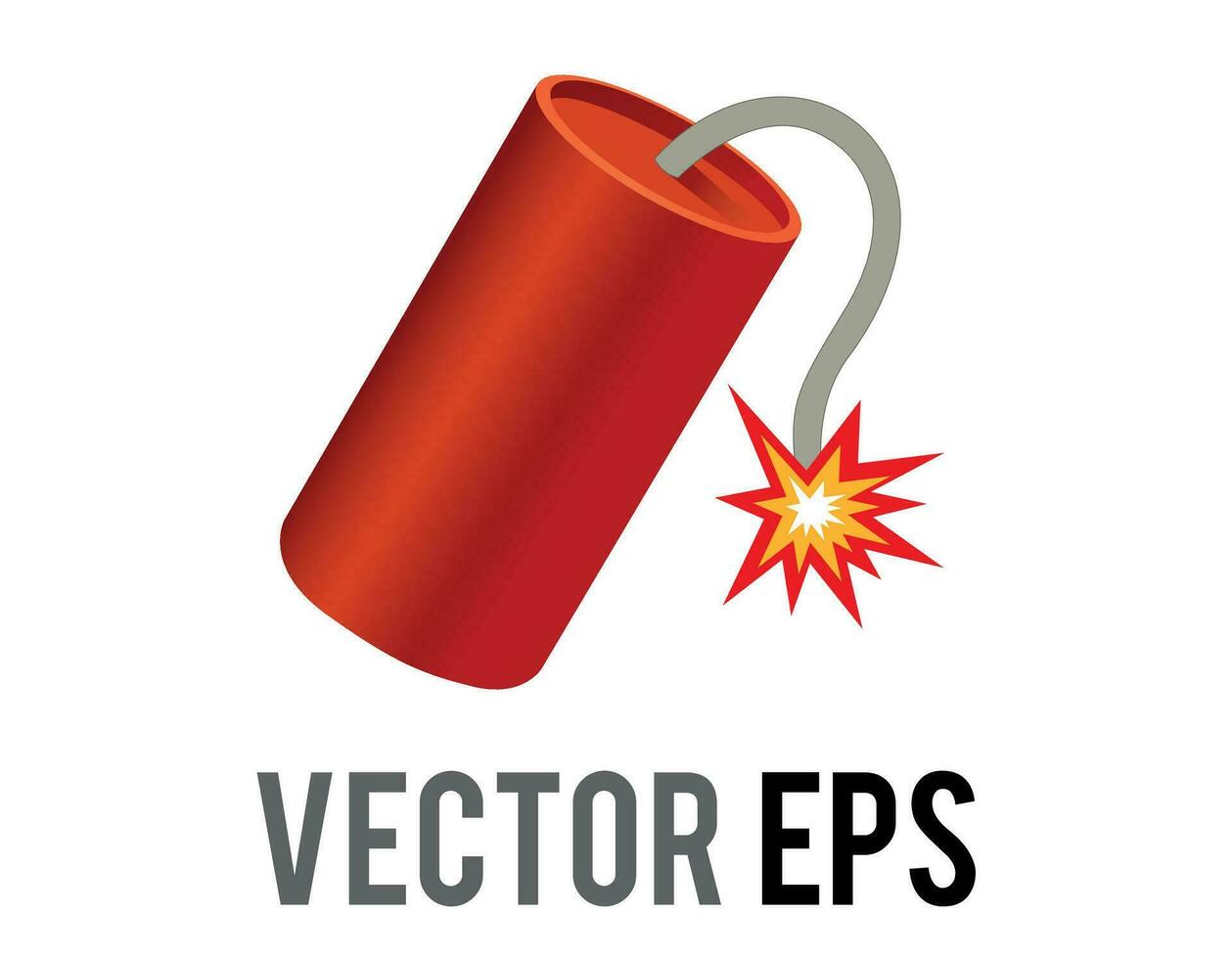 vector aislado rojo tubo petardo icono con ardiente fusible y Fuegos artificiales fuego