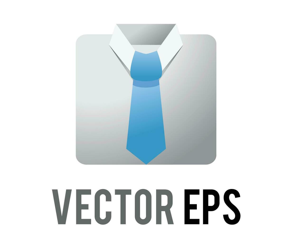 Vector gradient gray blank menswear folded shirt with blue tie icon