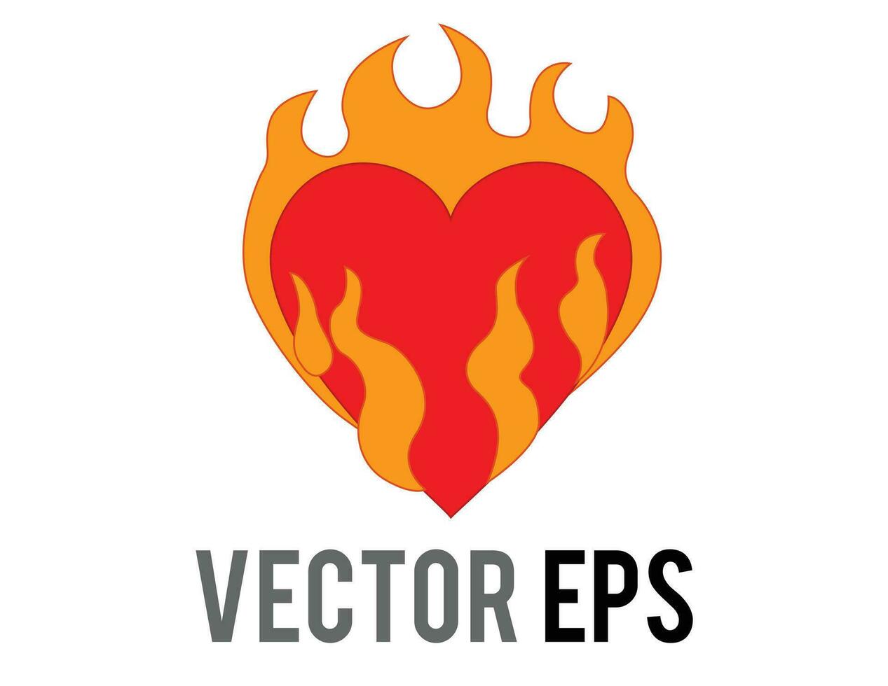 Vector classic love red glossy heart on fire icon, used for desire, lust