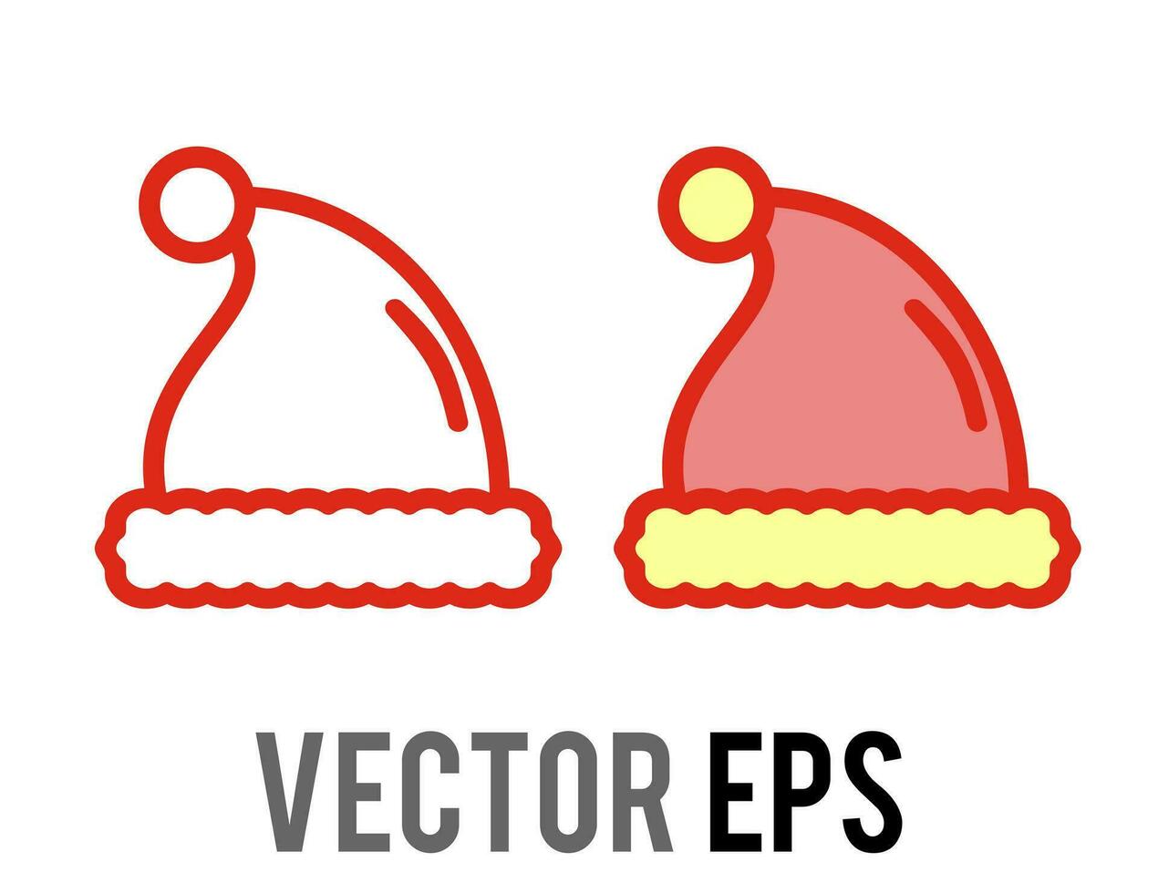 Isolated vector red, white santa claus hat celebrate party line icon with mouseover image