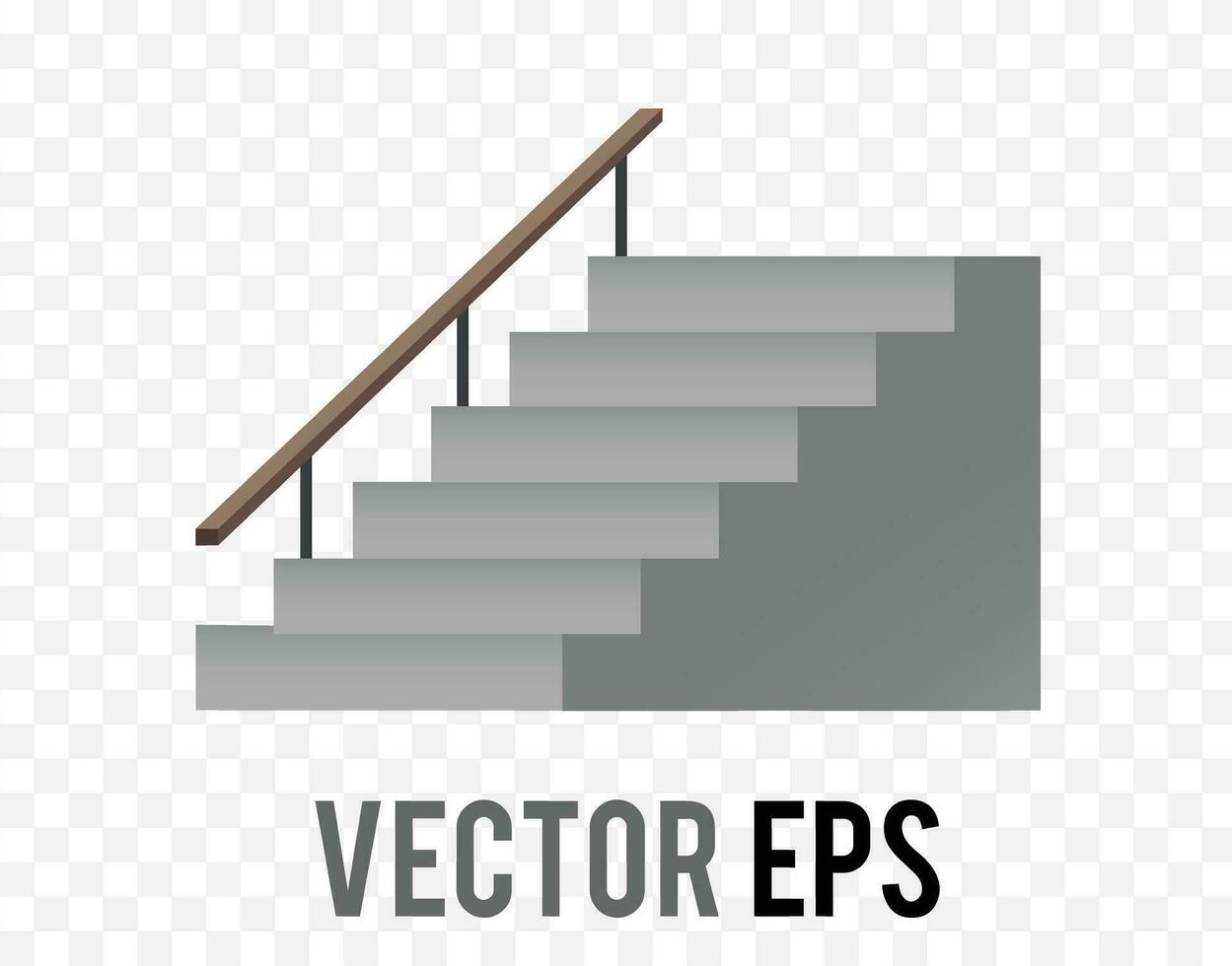 The classic grey retro style staircases with brown armrest icon vector