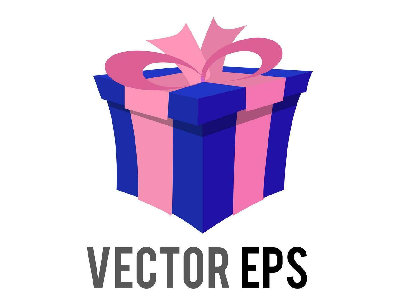 vector azul fiesta regalo caja icono con rosado arco y cinta embalaje