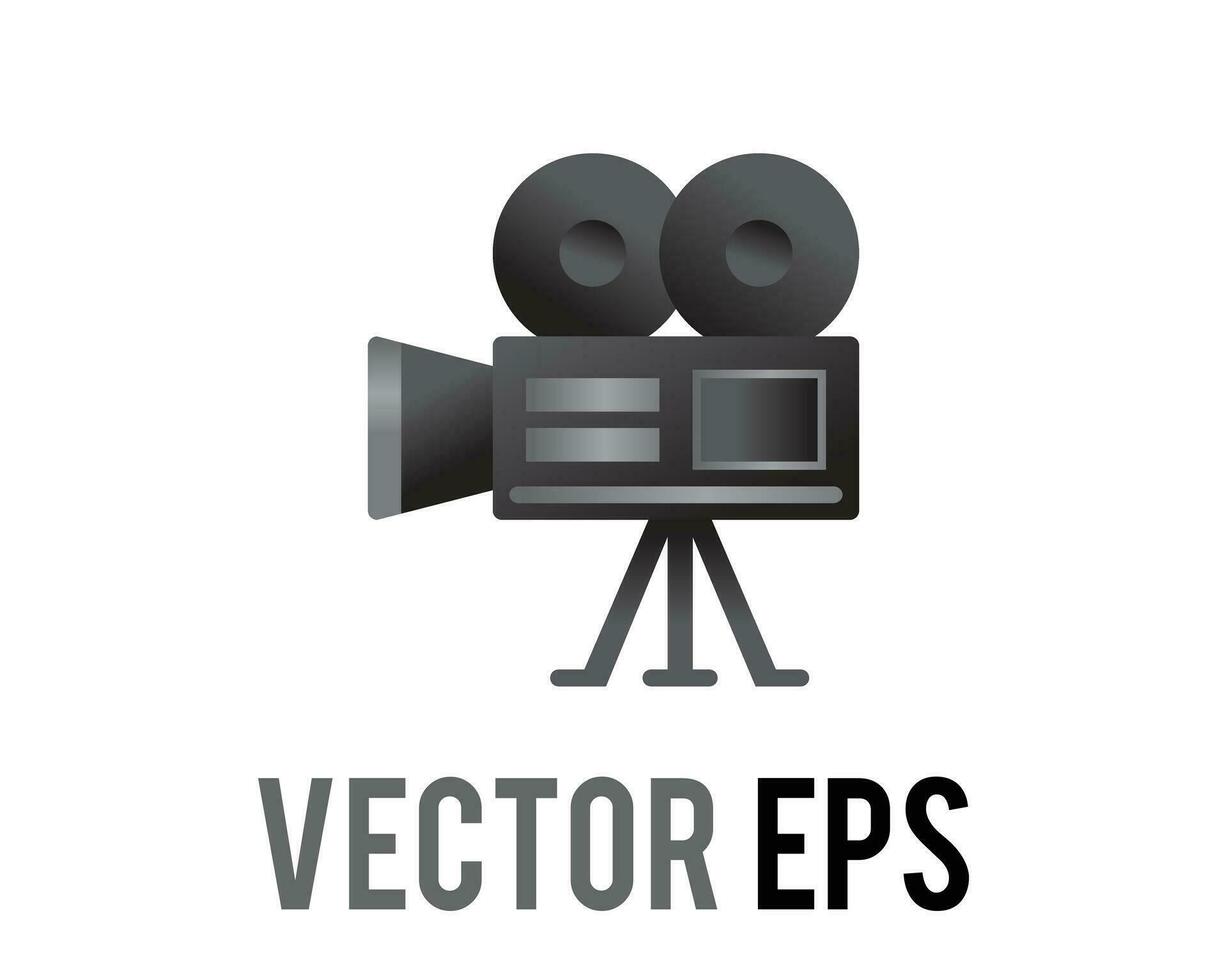 Vector gray and black classic movie camera icon
