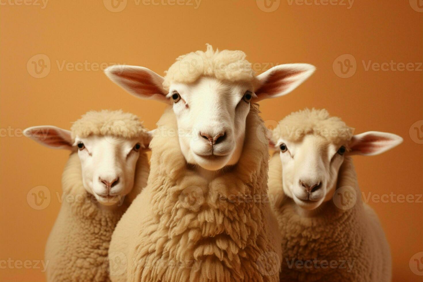 Dorper sheeps charm on a light brown backdrop with room for text AI Generated photo