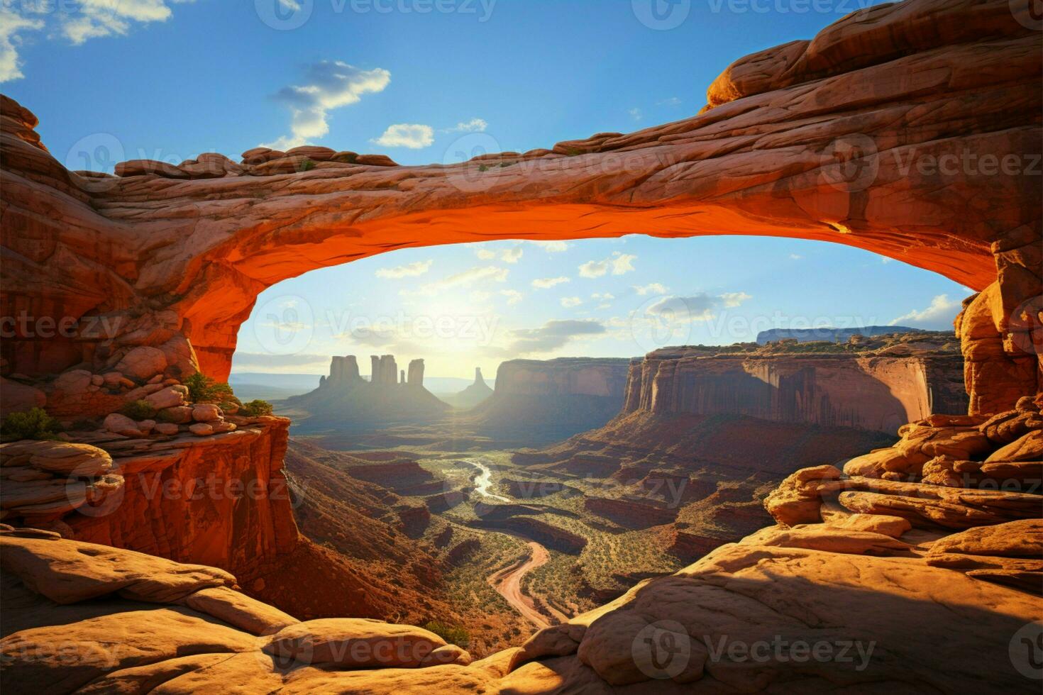 colina baja arcos natural belleza en Canyonlands nacional parque, Utah, Estados Unidos ai generado foto