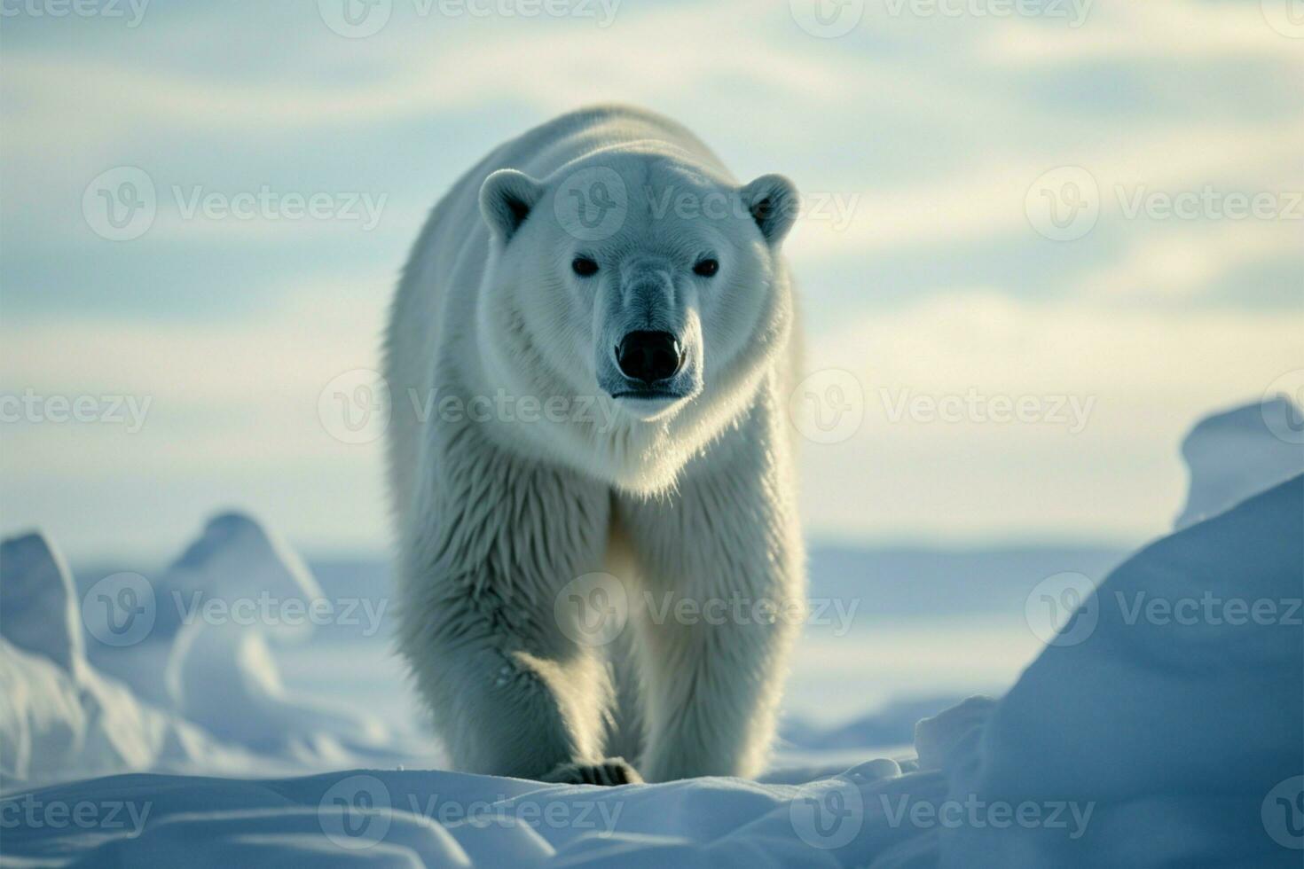 Arctic mammals endearing gaze captured on the icy tundra AI Generated photo