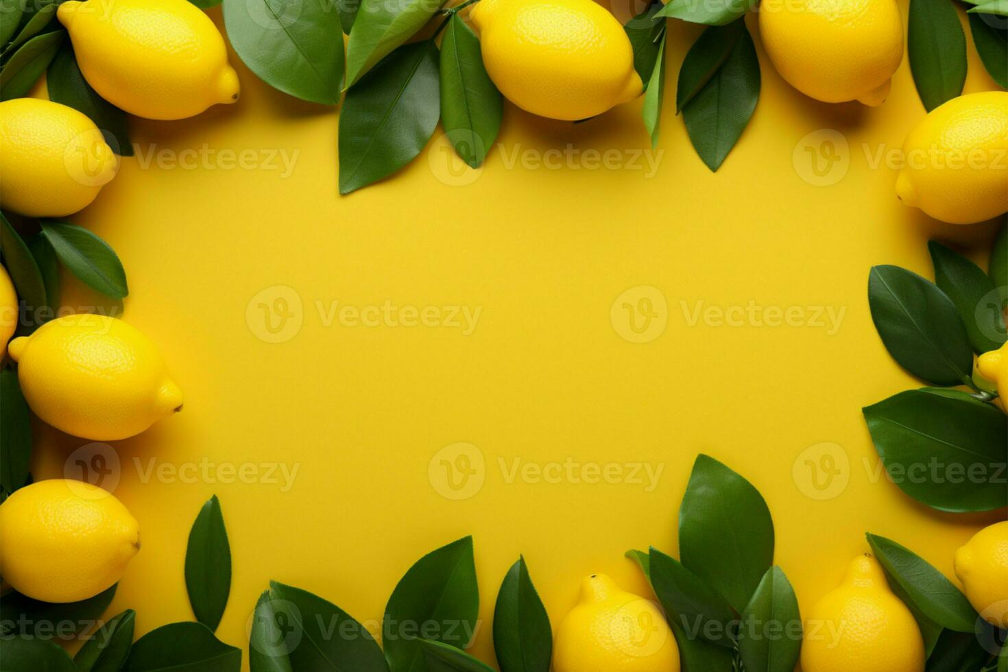 Lemon minimalism picture frame with soft yellow matte, vivid appeal AI Generated photo